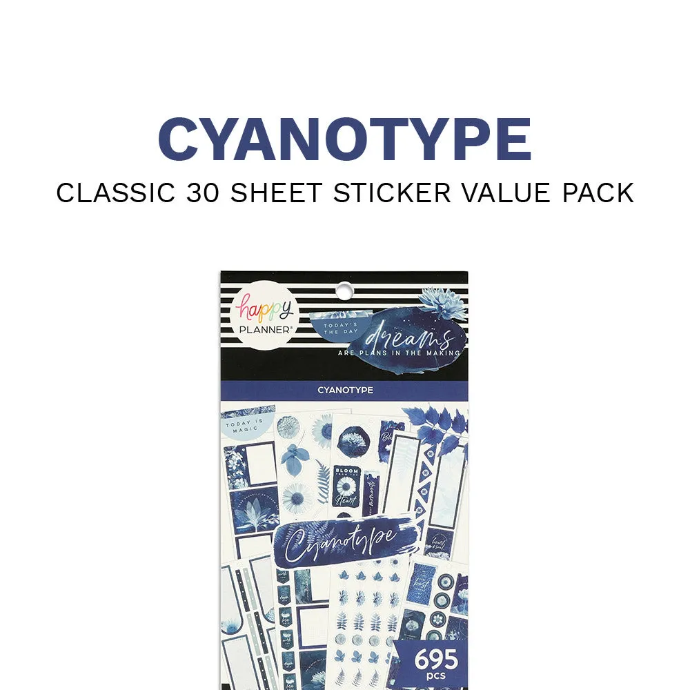 Happy Planner Cyanotype Value Pack carnet autocollants 695 bleu