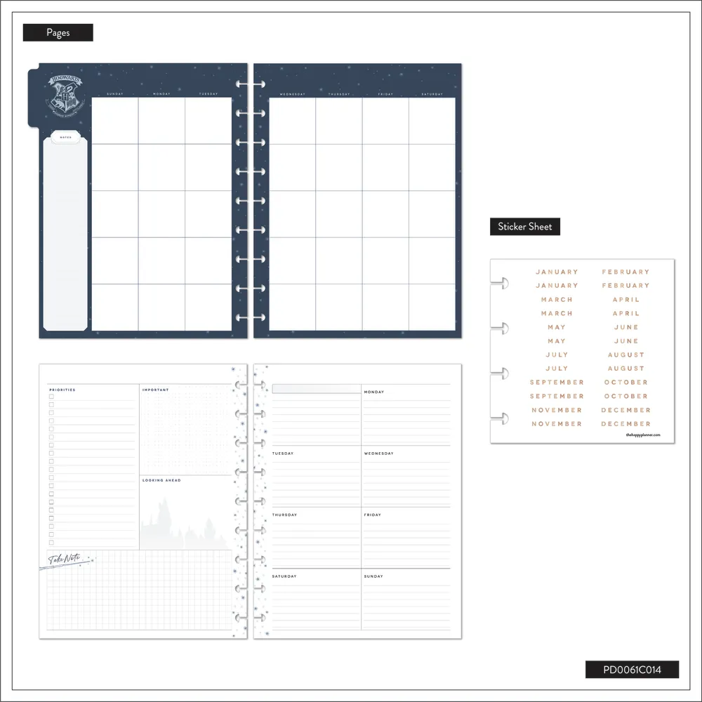 Happy Planner Harry Potter agenda classic dashboard non daté 12 mois