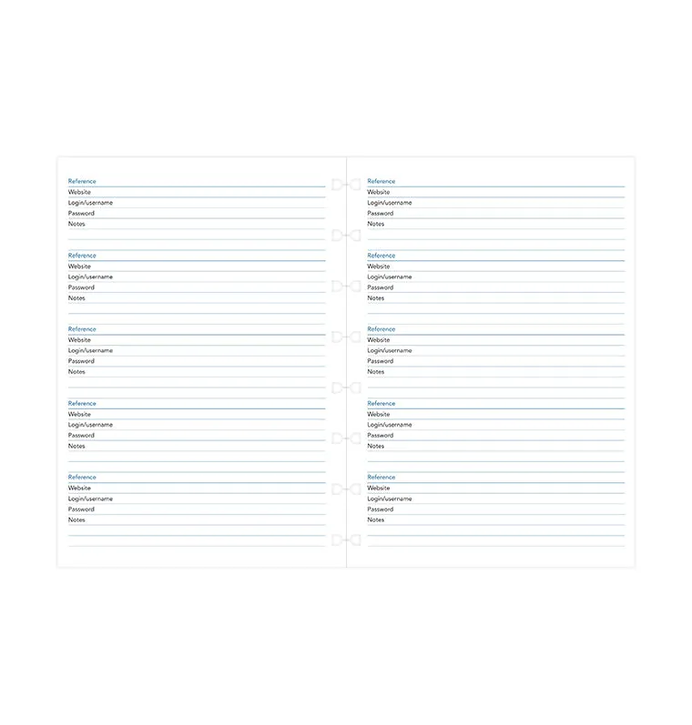 Filofax Classic A5 recharge mots de passe carnet