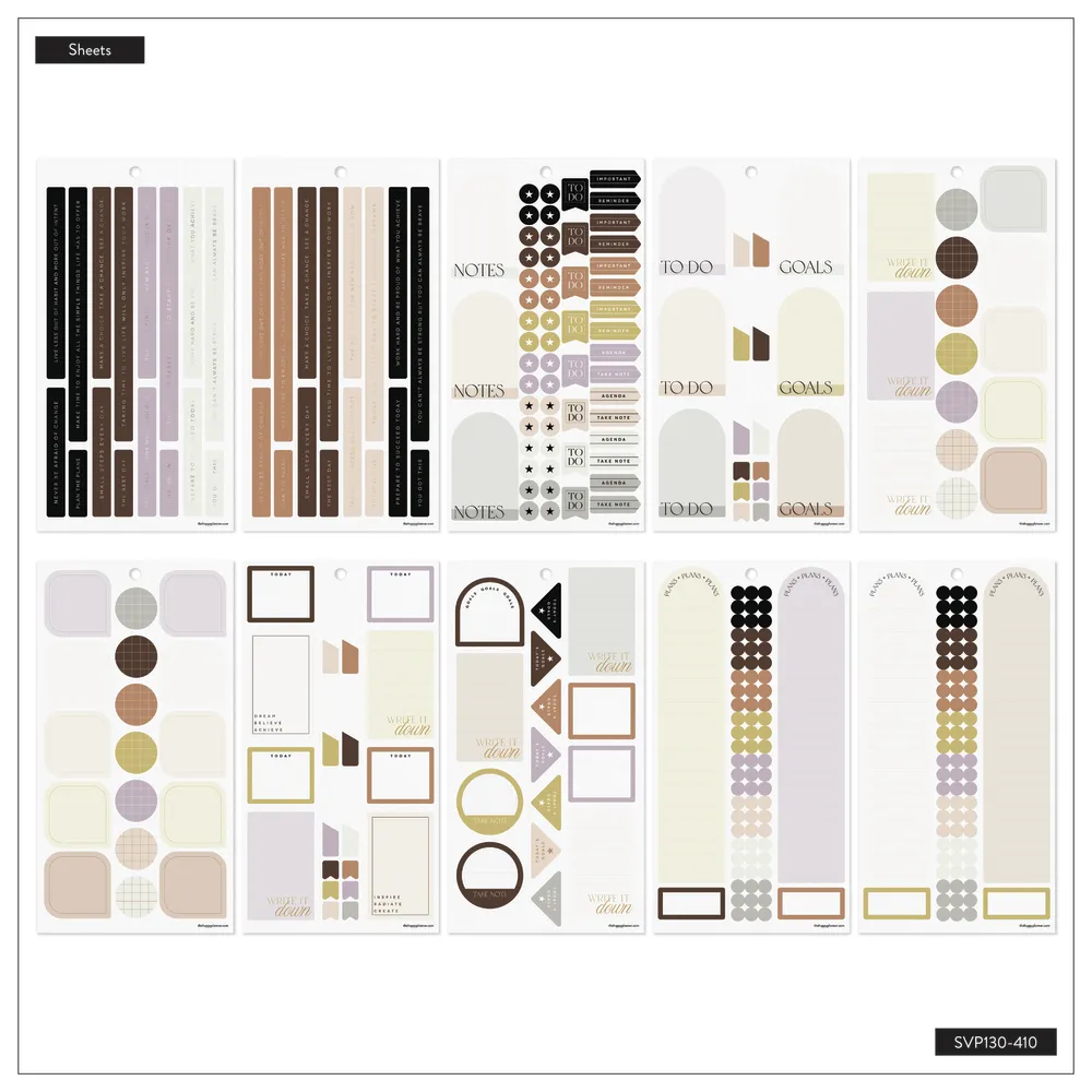 Happy Planner Neutral Chic stickers Classic 30 planches doré