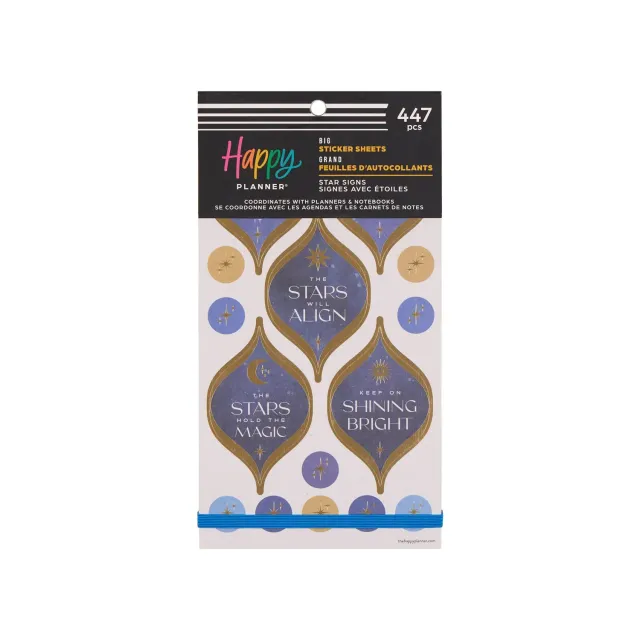 Happy Planner Star Signs stickers Big 447 bleu doré