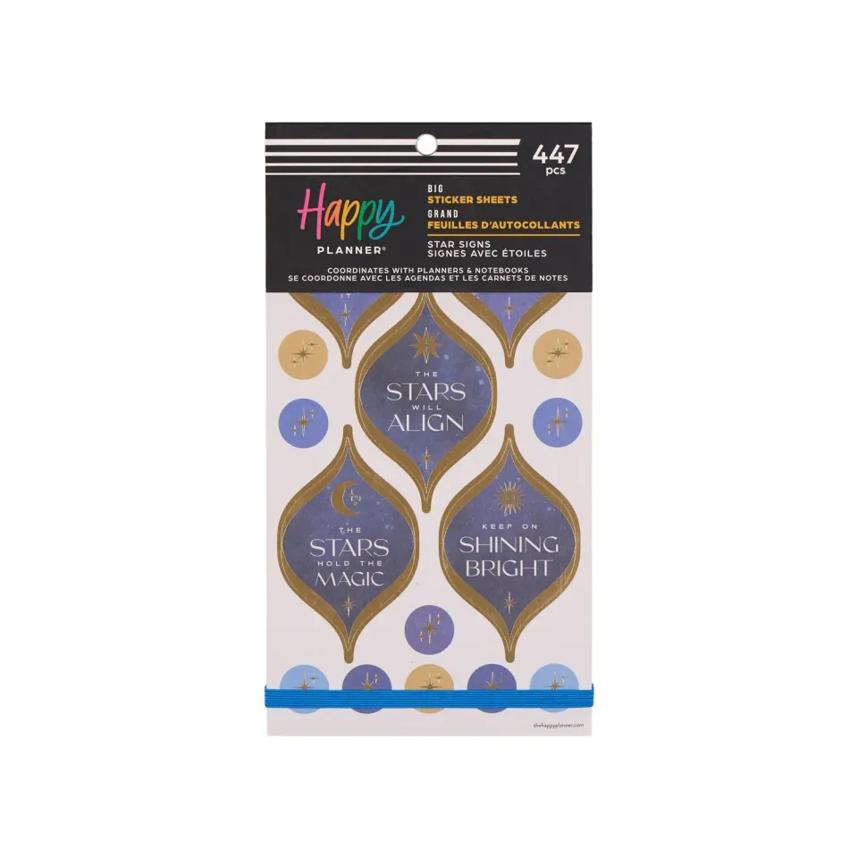 Happy Planner Star Signs stickers Big 447 bleu doré