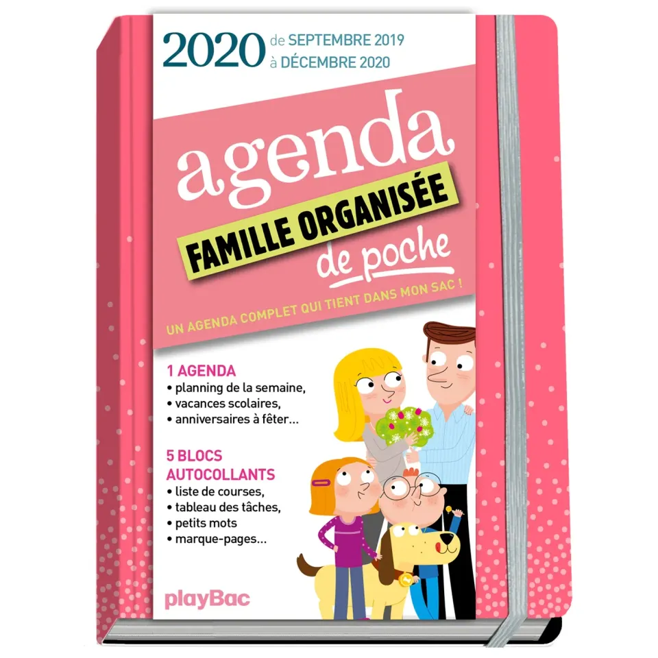 Frigobloc Famille Organisée 2020 agenda poche rose semaine famille