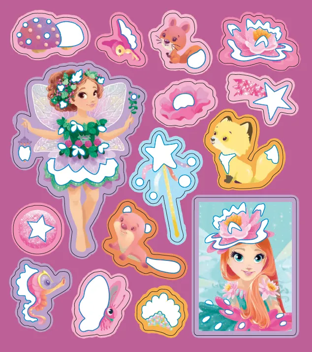 Frigobloc Mon atelier paillettes Fées coffret créatif 15 magnets