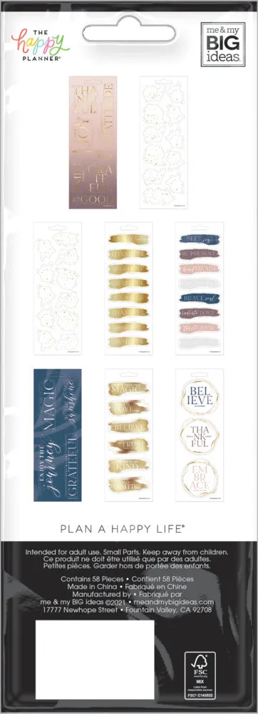 Happy Planner Gratitude autocollants doré 8 planches 58