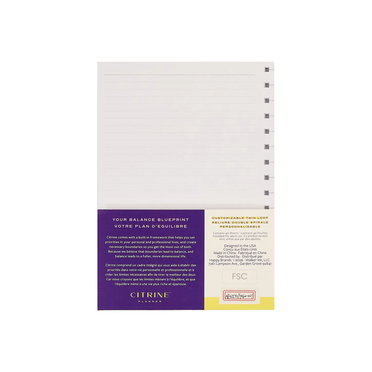Happy Planner Citrine Small recharge papier pointillé ligné A5
