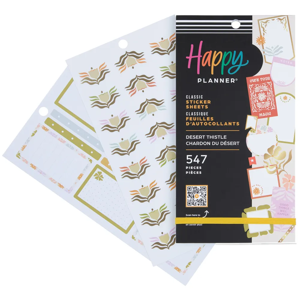 Happy Planner Desert Thistle Value Pack stickers 547 floral doré