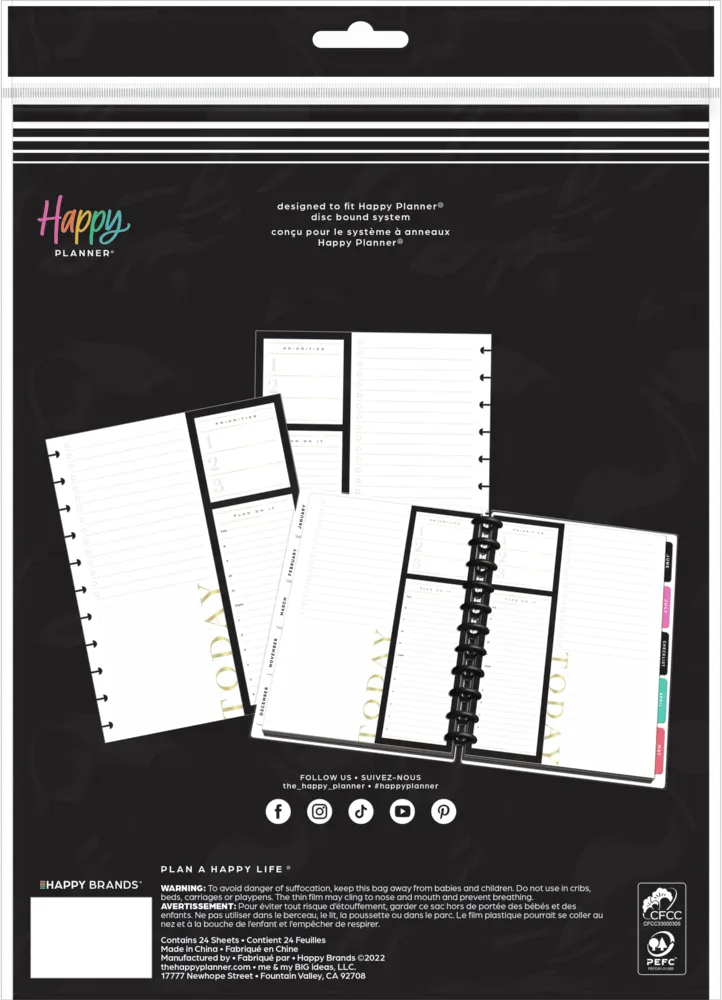 Happy Planner Modern Months recharge Big 24 feuilles daily neutre