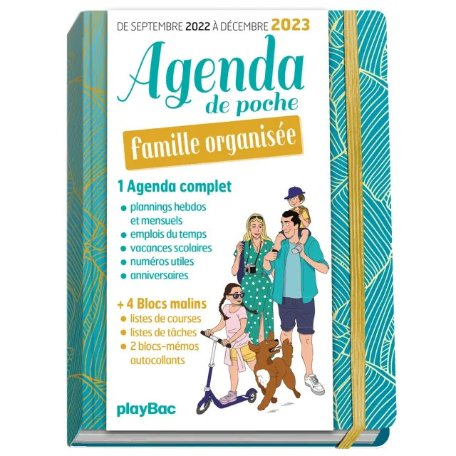 Frigobloc Famille organisée agenda de poche 2023 bleu sept à déc