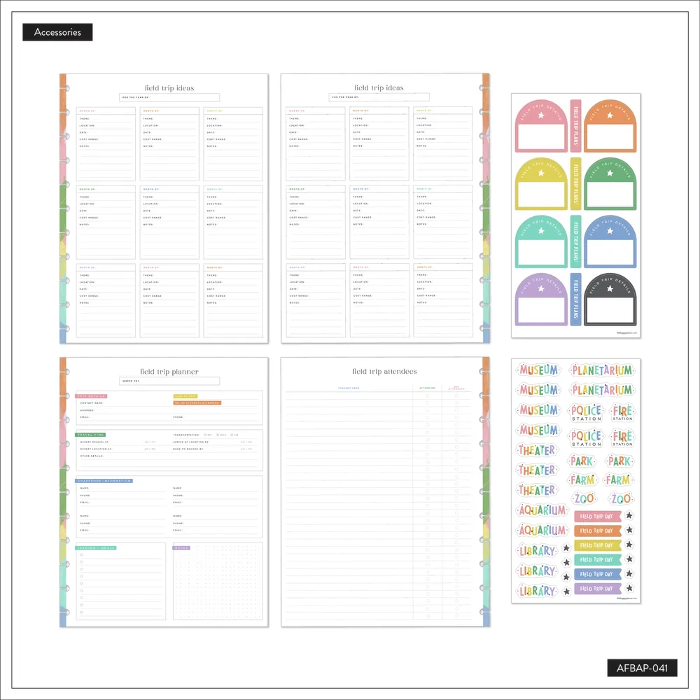 Happy Planner Classroom Field Trips Big pack accessoires enseignant