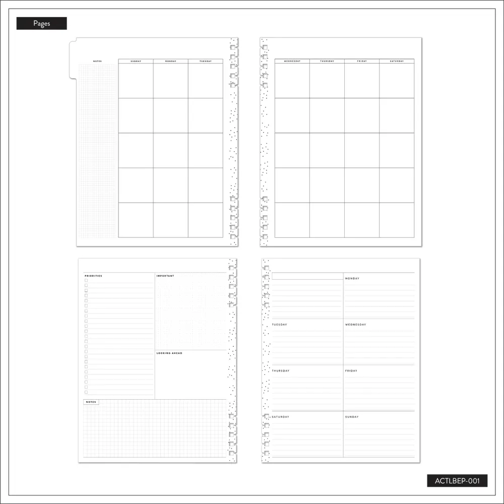 Happy Planner Lush Linens Big extension agenda 6 mois dashboard