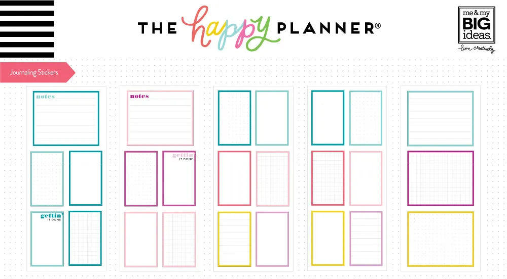 Happy Planner Journaling Flip stickers Notes 25 pièces flip