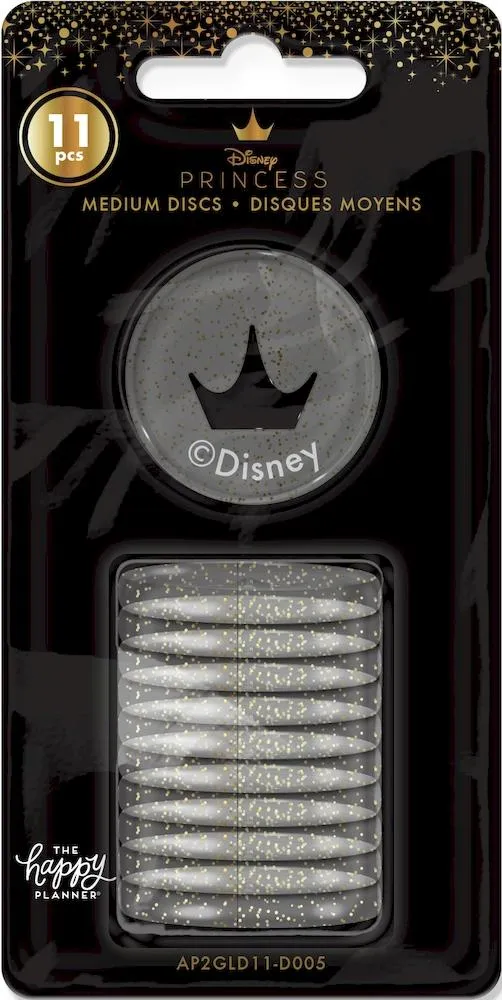 Happy Planner Disney Princess anneaux medium doré pailleté x11