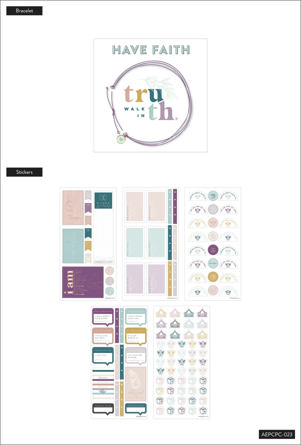 Happy Planner Simple Faith compagnon Classic 169 pièces foi