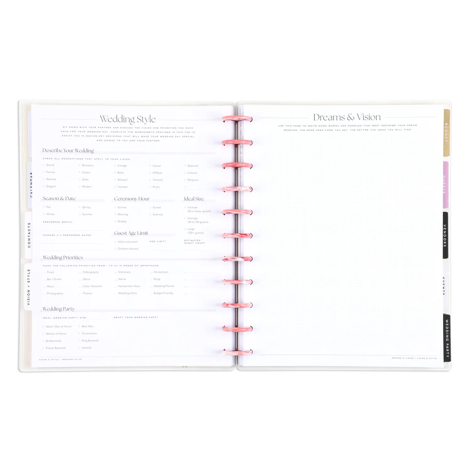 Happy Planner Blooming Romance Wedding agenda Big non daté 12 mois floral