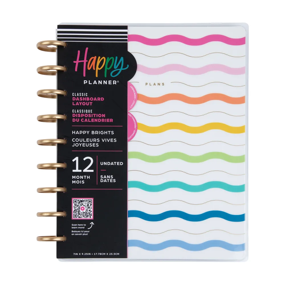 Happy Planner Happy Brights planner non daté classic dashboard 12 mois