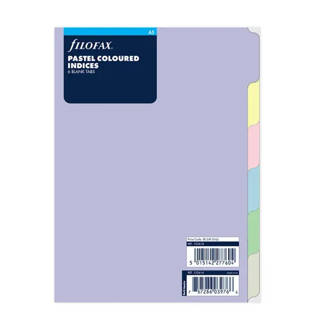 Filofax Classic Pastels intercalaires A5 6 onglets