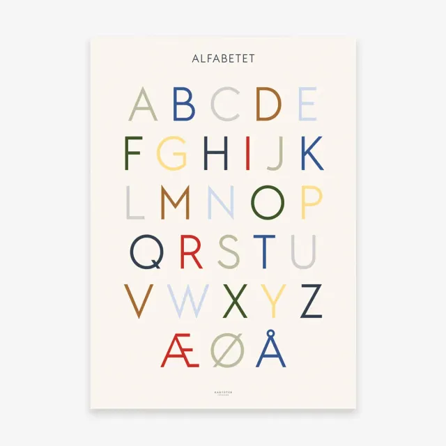 Kartotek Plakat Alfabetet affiche danois 50x70