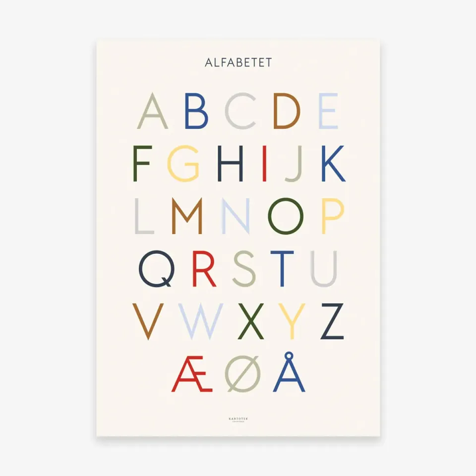Kartotek Plakat Alfabetet affiche danois 50x70