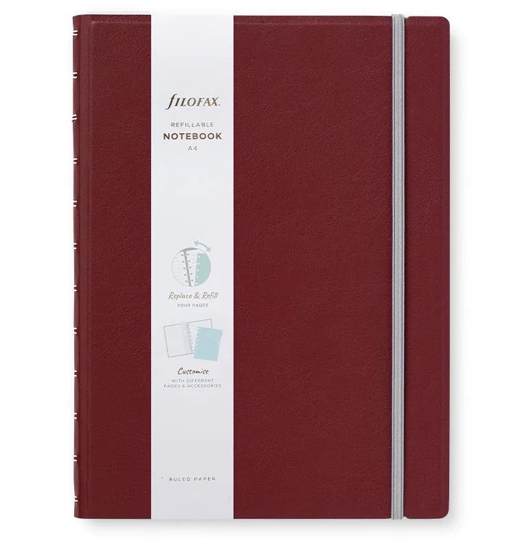 Filofax Contemporary Notebook carnet A4 Bordeaux rechargeable