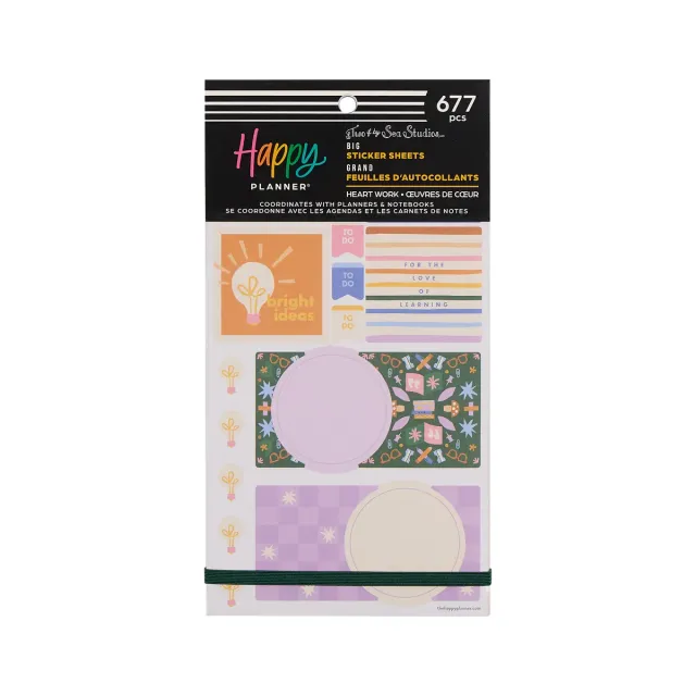 Happy Planner Heart Work Teacher big stickers 677 école