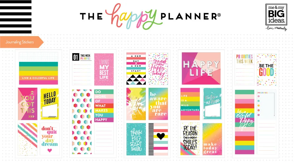 Happy Planner Journaling Flip autocollants Brights 24 pièces