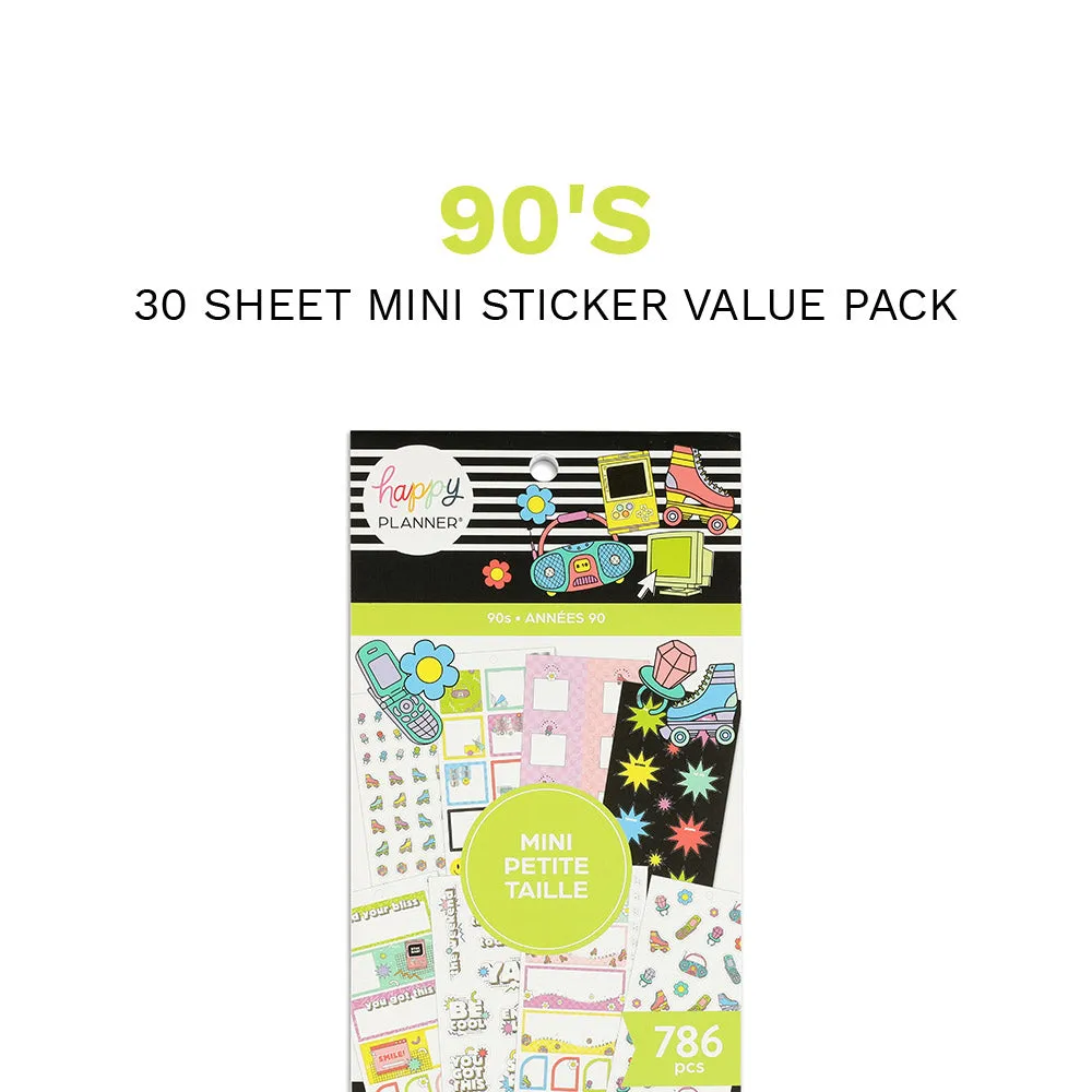 Happy Planner 90s Mini carnet stickers 786 rétro doré