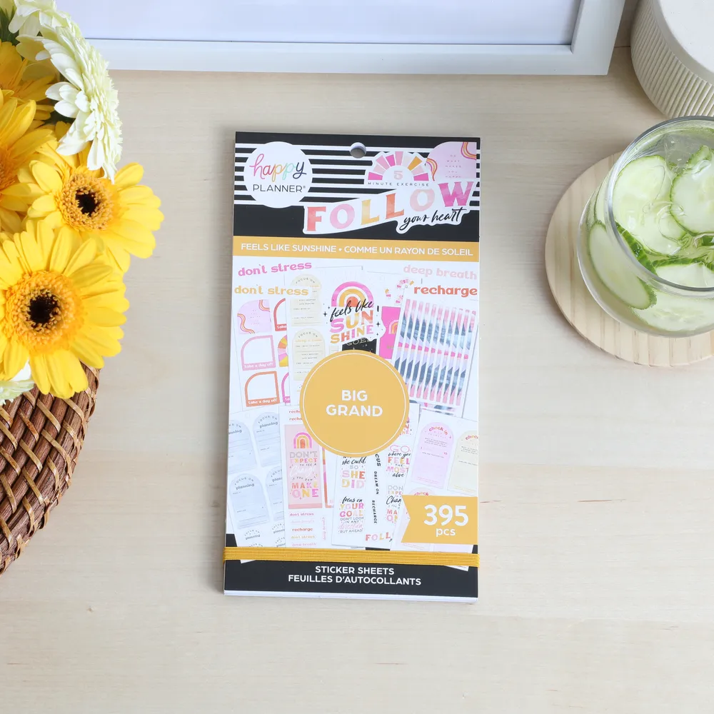 Happy Planner Feels Like Sunshine stickers Big 395 bien-être