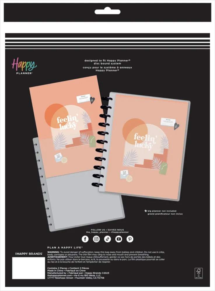 Happy Planner Everyday Essentials couverture big à personnaliser transparente