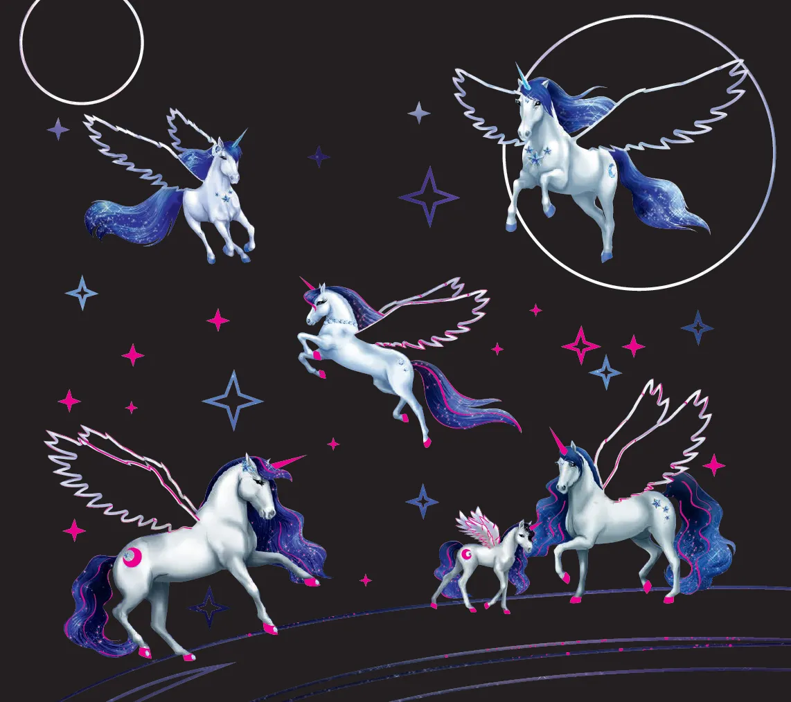 Frigobloc Licornes des étoiles cartes à gratter coloriage pochette