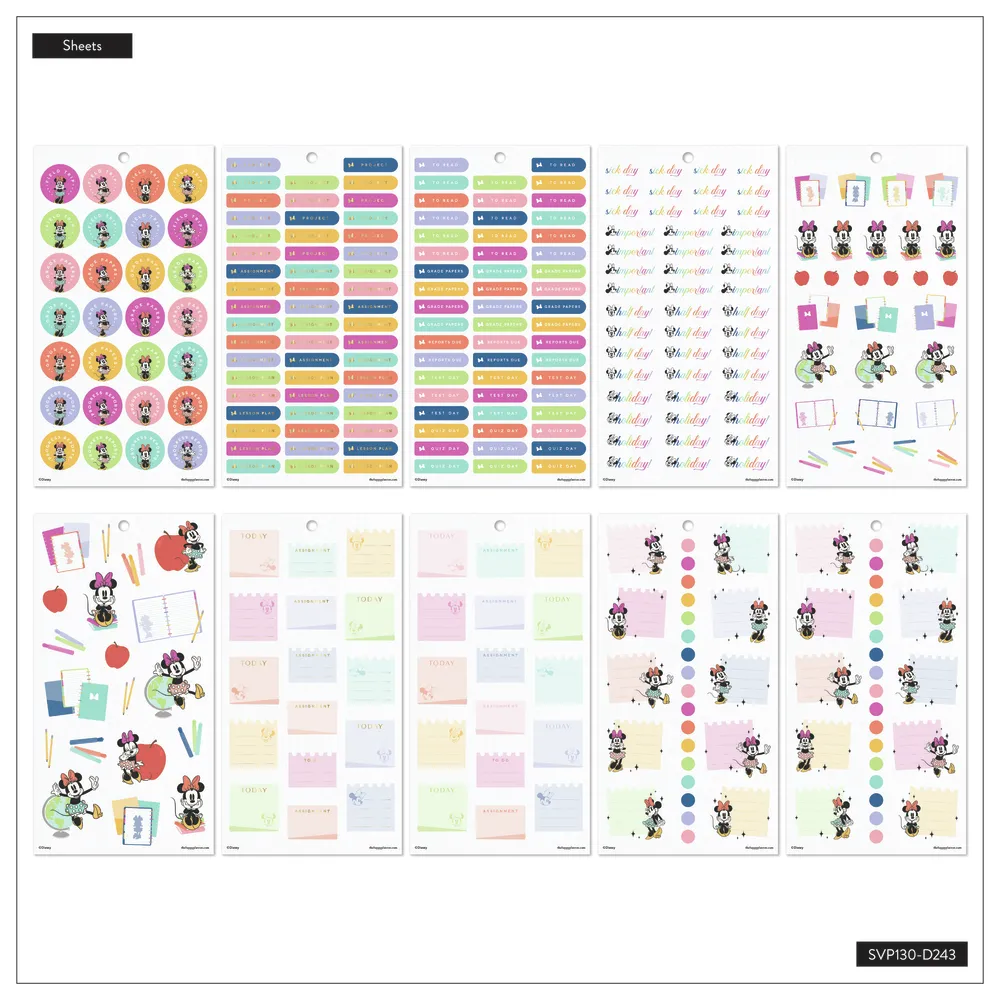 Happy Planner Disney Minnie Mouse stickers teacher Classic 767 pièces