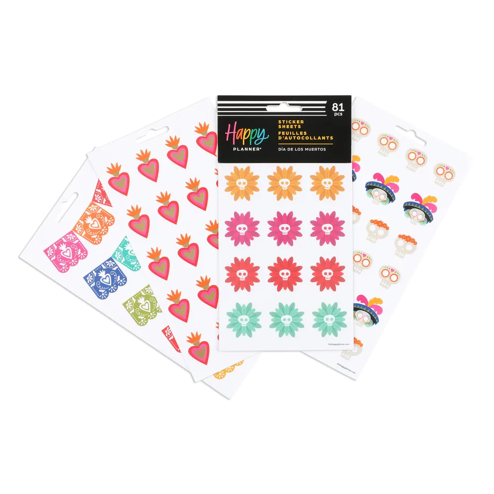 Happy Planner Día de los Muertos stickers 5 planches 81 fête