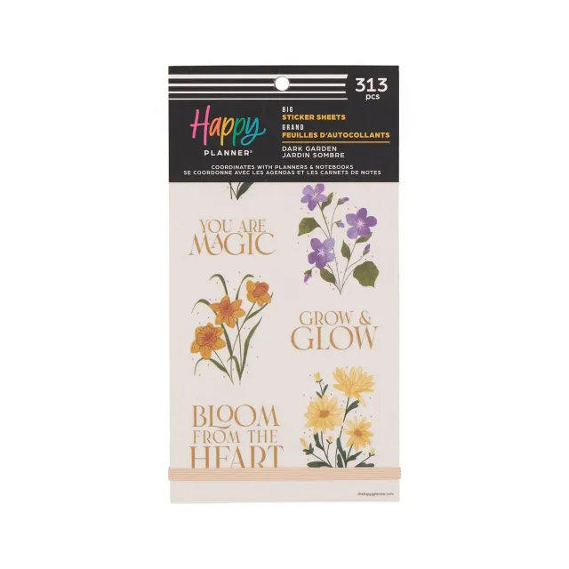Happy Planner Dark Garden stickers Big floral 313 doré