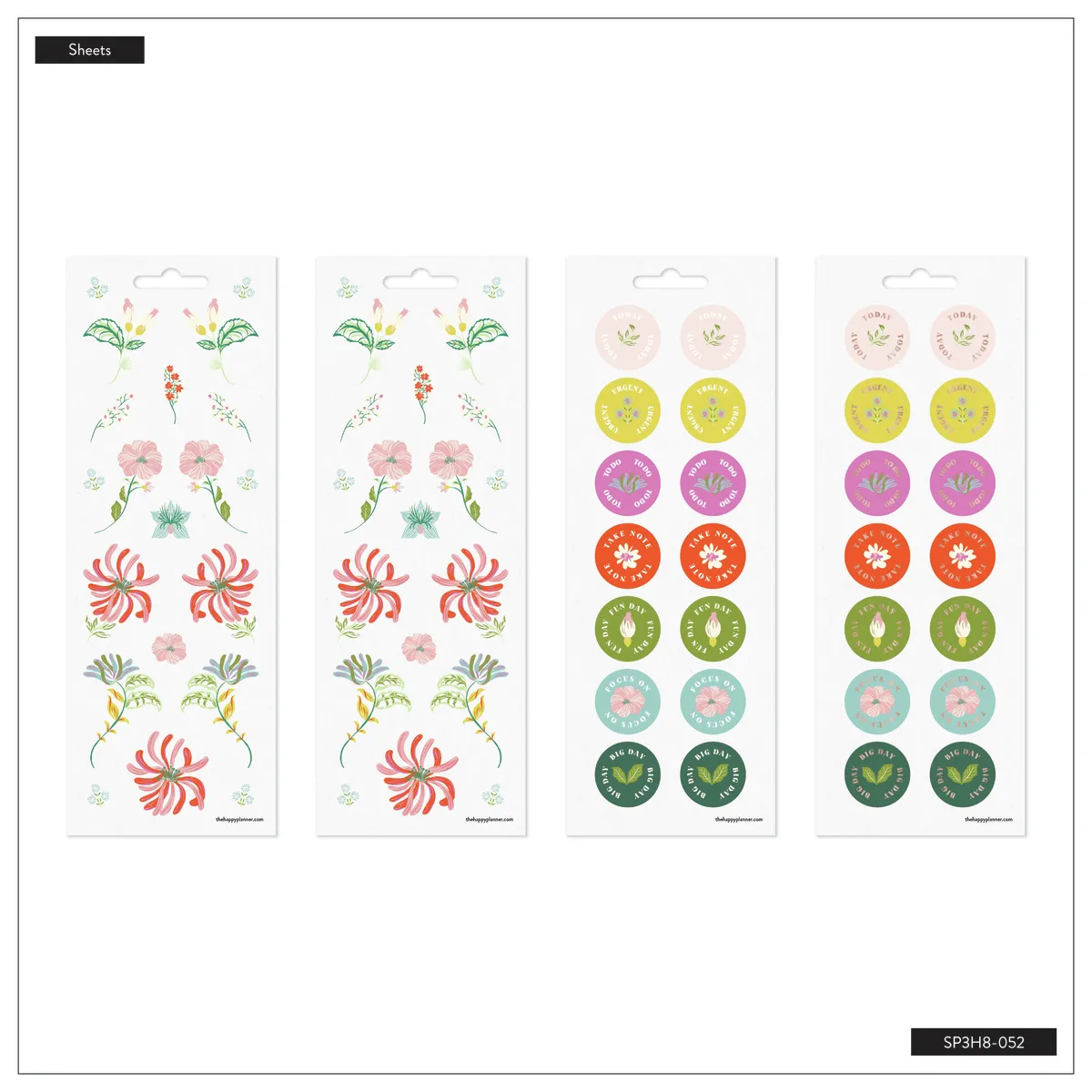 Happy Planner Lush Linens stickers 8 planches botanique