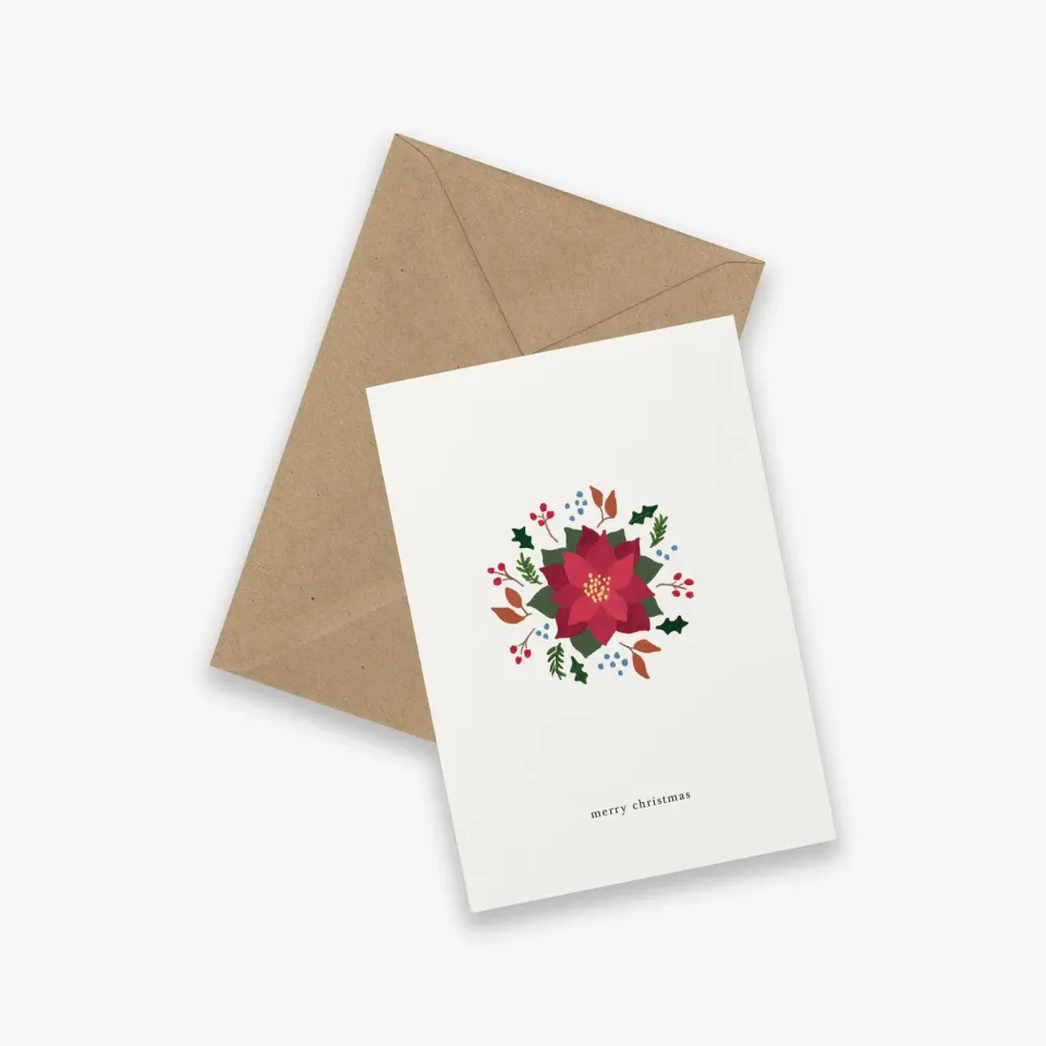 Kartotek Poinsettia carte de Noël avec enveloppe