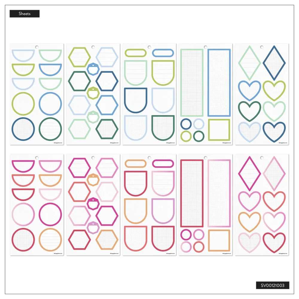 Happy Planner Bright Colorful Boxes stickers Big 264 pièces