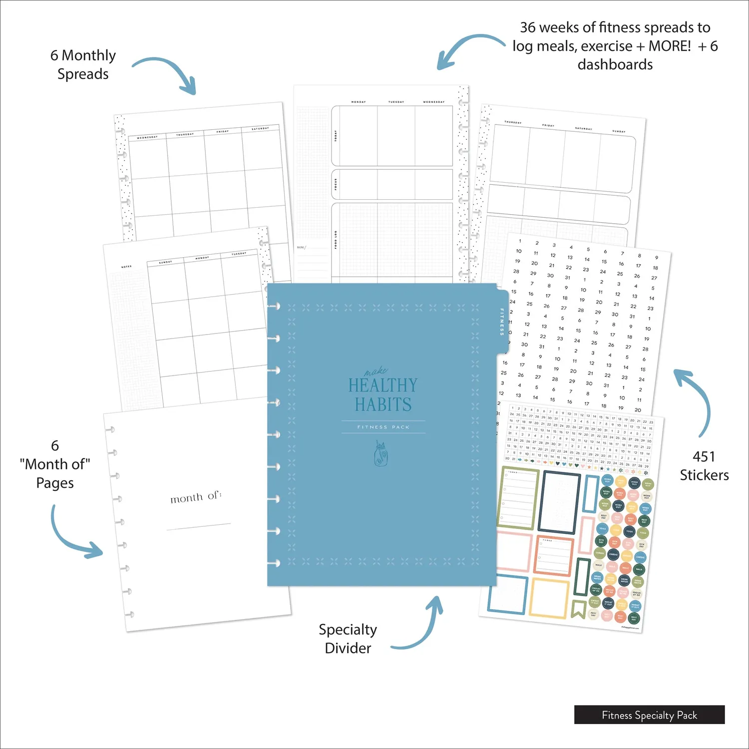 Happy Planner Fitness pack spécialité Classic 6 mois