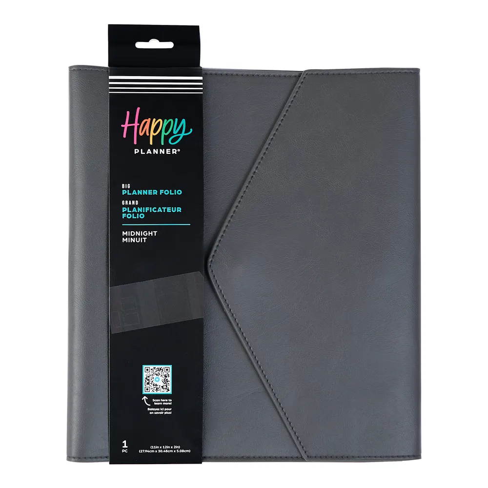 Happy Planner Midnight pochette folio simili cuir Big