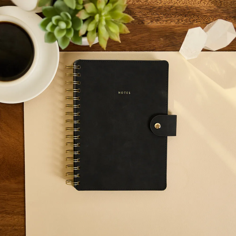 Citrine Midnight carnet spirale A5 cuir vegan noir pointillé