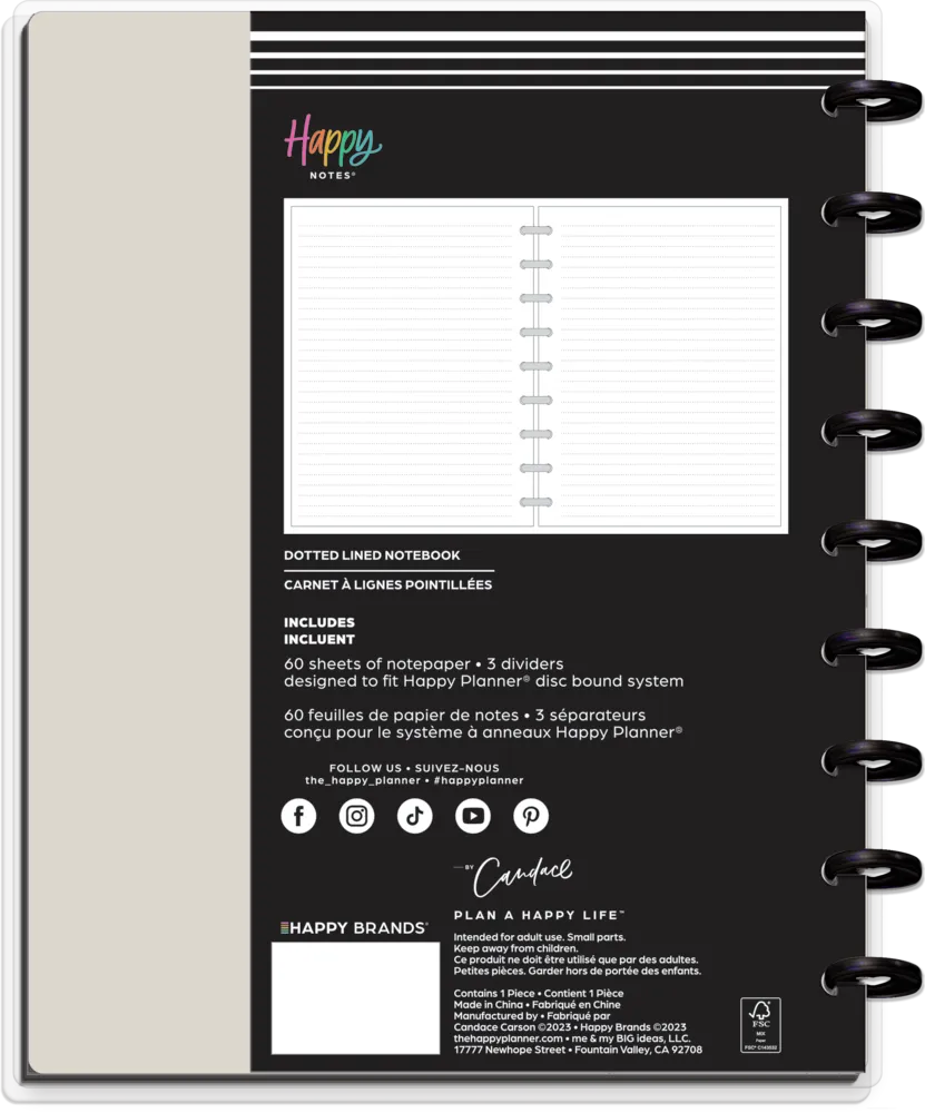 Happy Planner Bold & Free Classic carnet à disques ligné pointillé