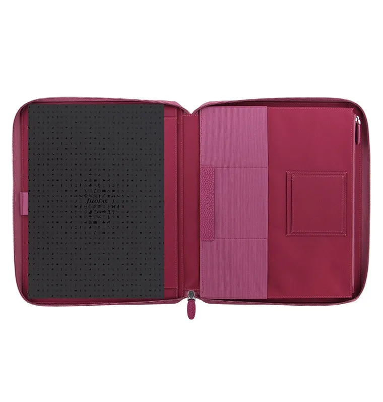 Filofax Finsbury A4 porte-documents zippé framboise
