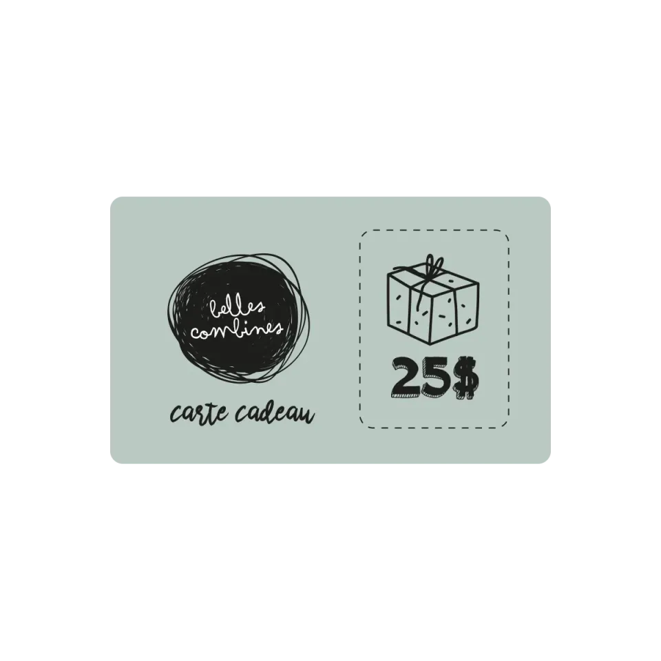 Les Belles Combines Carte-cadeau 25$ boutique panier famille