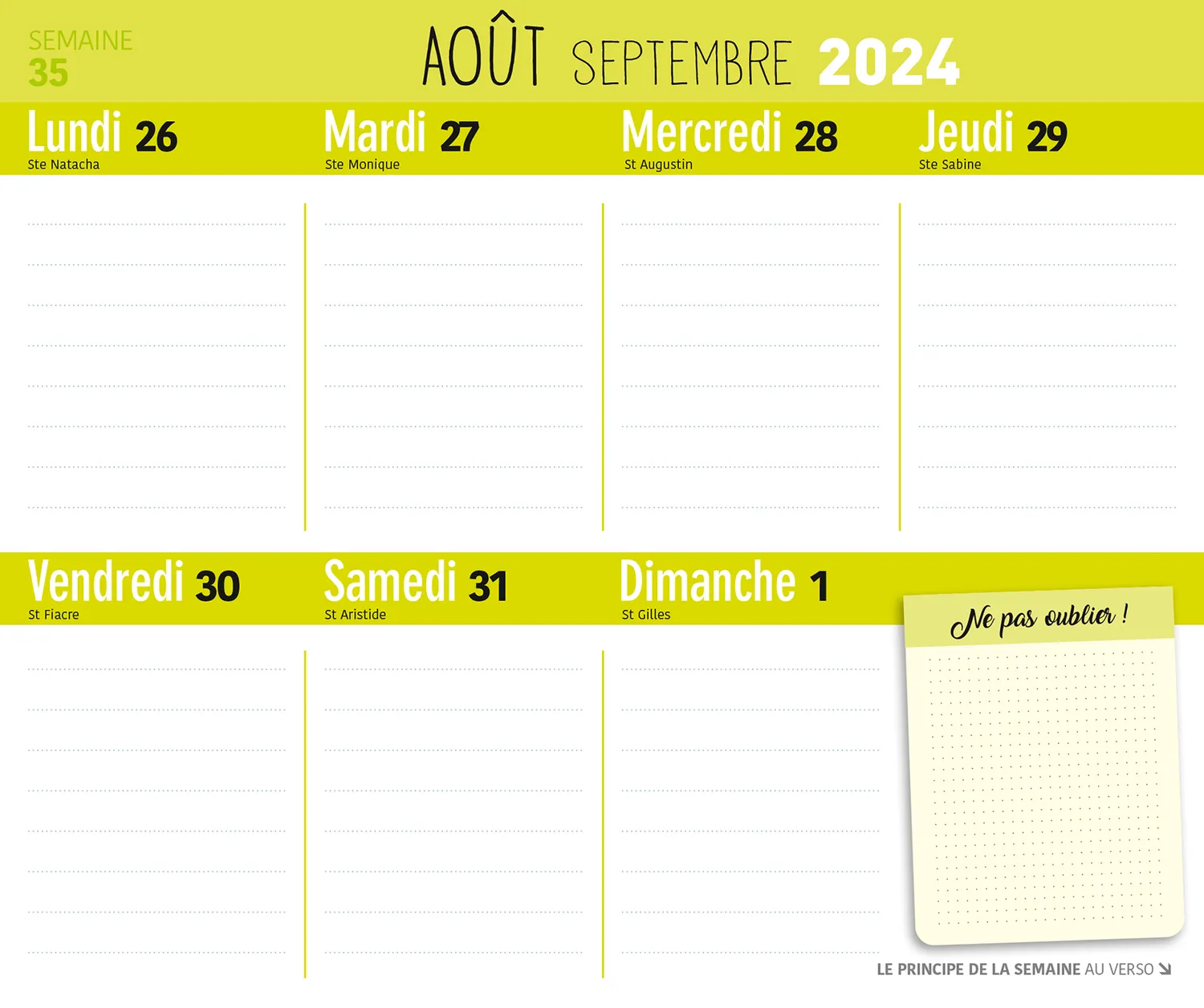 Frigobloc Hebdomadaire 2025 Montessori calendrier familial aimanté
