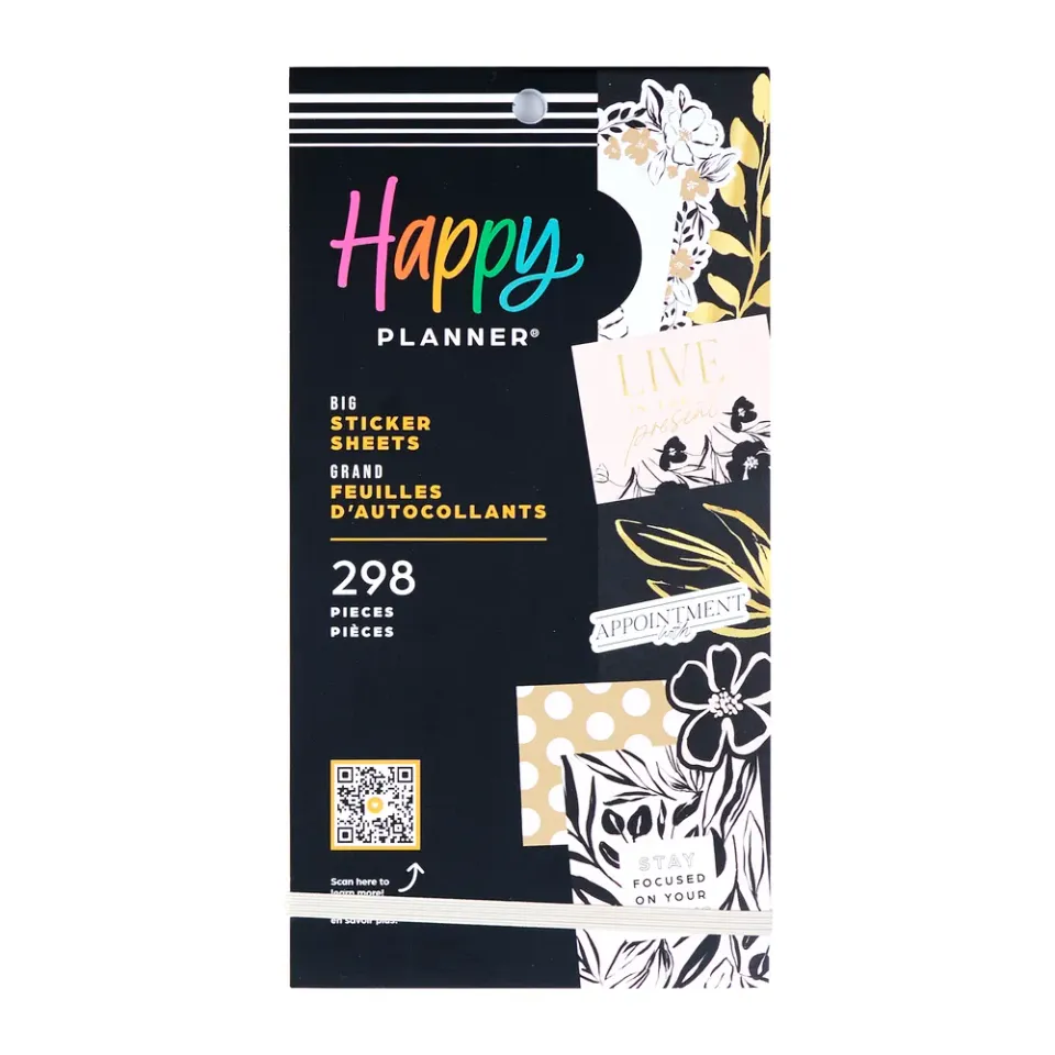 Happy Planner Sketchy Florals stickers Big 30 planches doré