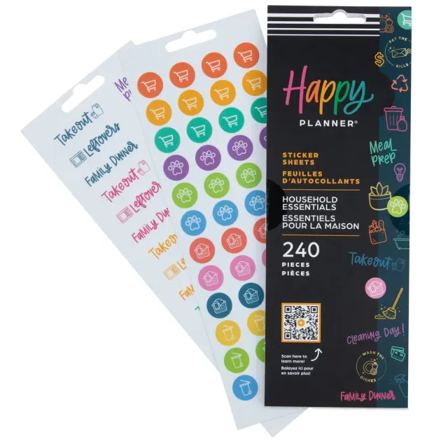 Happy Planner Household Essentials stickers maison 8 planches
