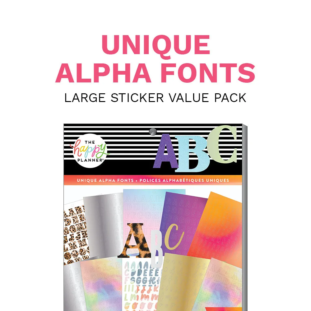 Happy Planner Unique Alpha Fonts stickers lettres 1300