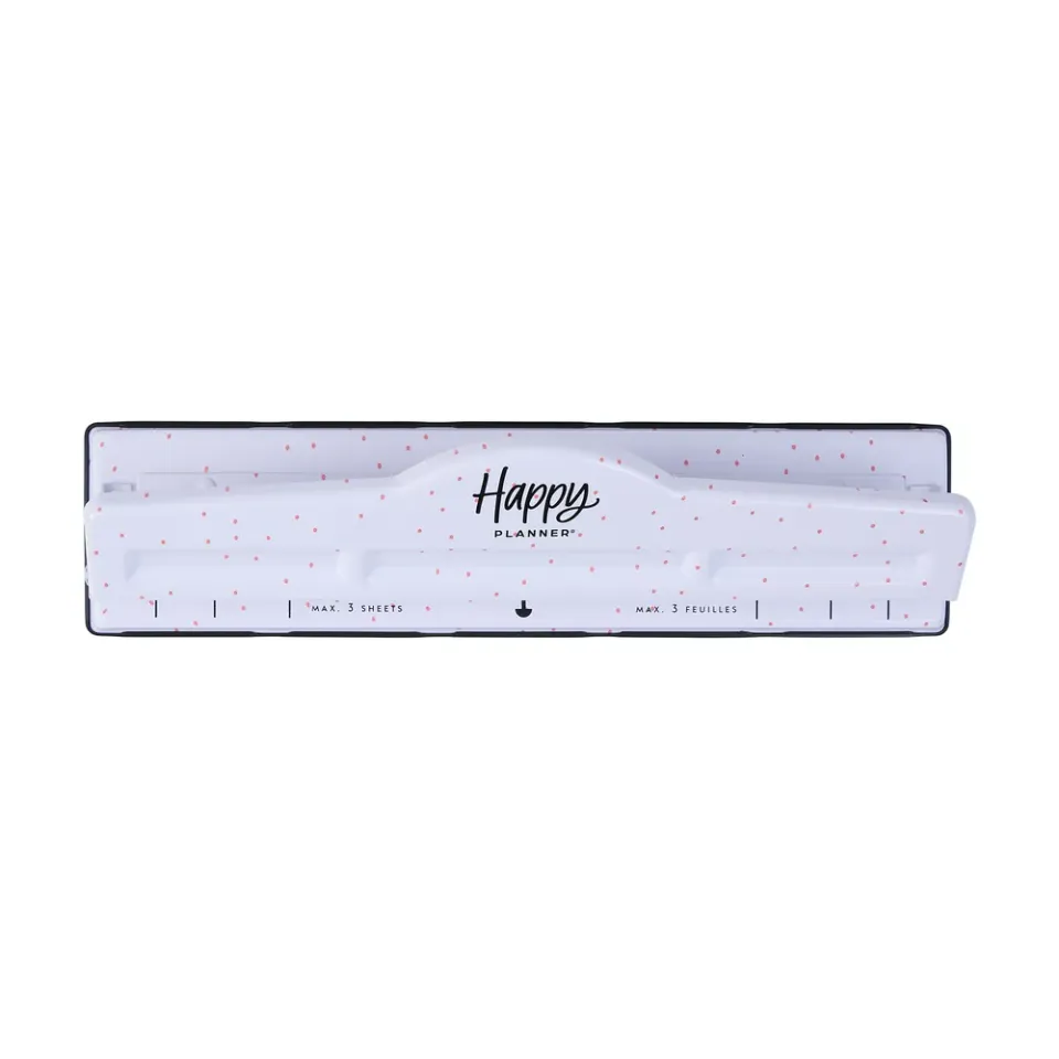 Happy Planner Pink Polka Dots perforatrice big pois roses 3 feuilles