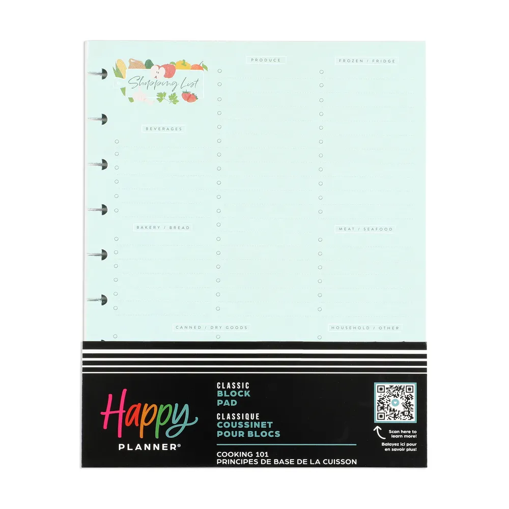 Happy Planner Cooking 101 Classic bloc notes 100 feuilles courses