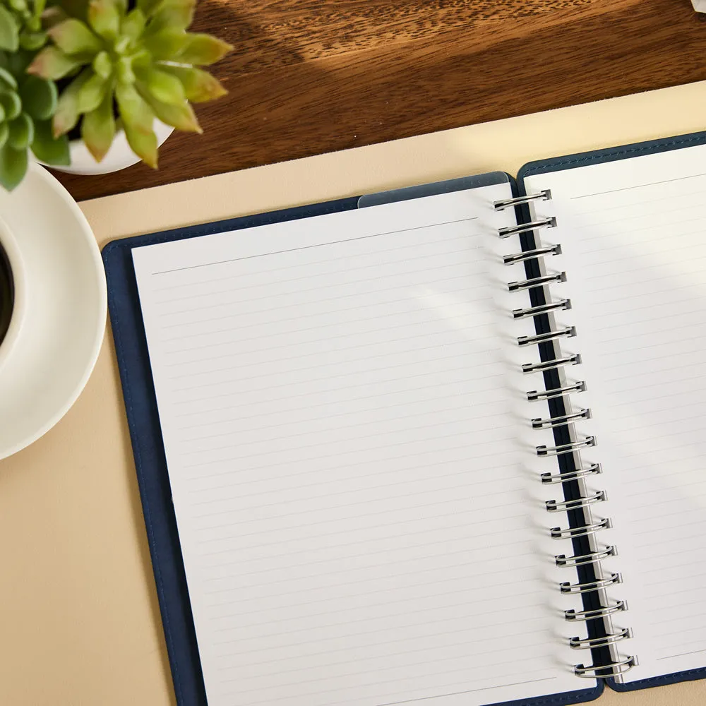 Citrine Navy Classic carnet spirale rechargeable bleu marine pointillé