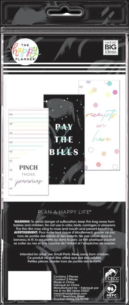 Happy Planner Bright Budget pochettes Classic lot de 3